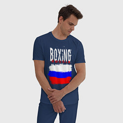 Пижама хлопковая мужская Бокс Россия, цвет: тёмно-синий — фото 2
