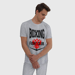 Пижама хлопковая мужская Boxing fight club Russia, цвет: меланж — фото 2