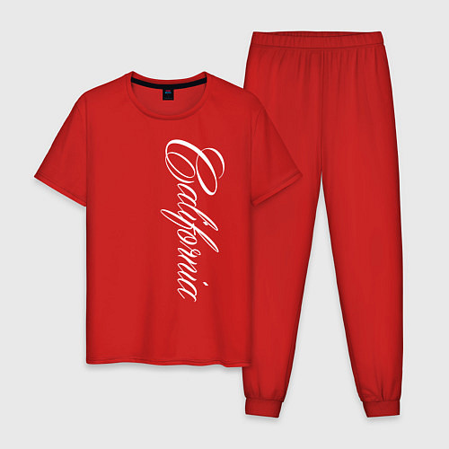 Мужская пижама California надпись сбоку / Красный – фото 1