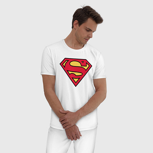 Мужская пижама Superman logo / Белый – фото 3