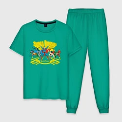 Пижама хлопковая мужская Super Friends, Justice League, цвет: зеленый