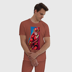 Пижама хлопковая мужская Flash, Justice League, цвет: кирпичный — фото 2