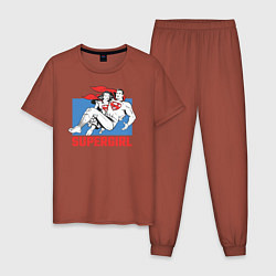 Пижама хлопковая мужская Superman & Supergirl цвета кирпичный — фото 1