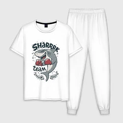 Пижама хлопковая мужская Shark Team, цвет: белый