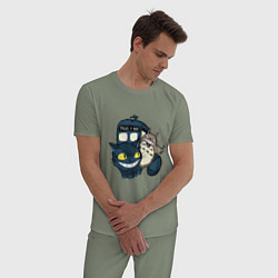 Пижама хлопковая мужская Tardis Totoro, цвет: авокадо — фото 2
