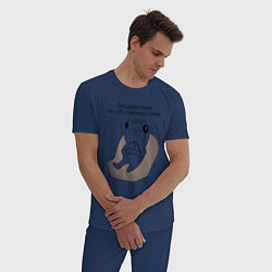 Пижама хлопковая мужская Котик меломан, цвет: тёмно-синий — фото 2