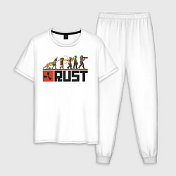 Пижама хлопковая мужская Evolution Rust, цвет: белый