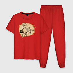 Пижама хлопковая мужская Stone punch цвета красный — фото 1