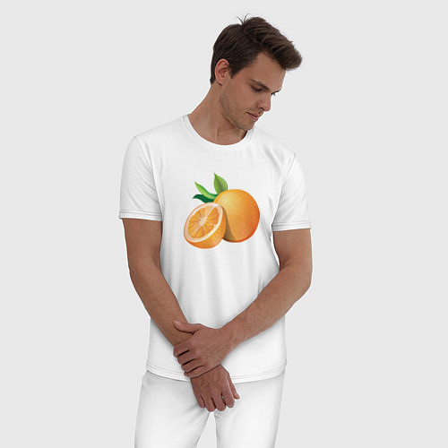 Мужская пижама Апельсины / Белый – фото 3