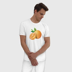 Пижама хлопковая мужская Апельсины, цвет: белый — фото 2