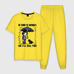 Мужская пижама Be kind to animals or I'll kil