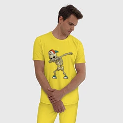 Пижама хлопковая мужская Dab Skeleton, цвет: желтый — фото 2