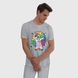 Пижама хлопковая мужская Dab Unicorn, цвет: меланж — фото 2