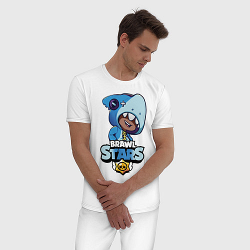 Мужская пижама Brawl Stars LEON SHARK / Белый – фото 3