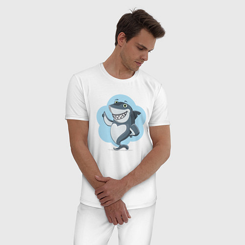 Мужская пижама Акула с улыбкой / Белый – фото 3