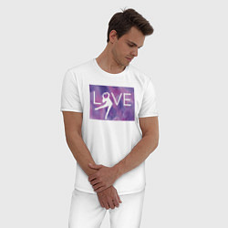 Пижама хлопковая мужская LOVE, цвет: белый — фото 2