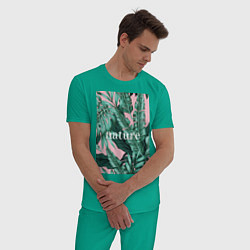 Пижама хлопковая мужская Nature, цвет: зеленый — фото 2