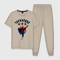 Пижама хлопковая мужская Taekwondo, цвет: миндальный