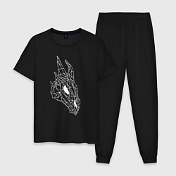 Пижама хлопковая мужская Череп дракона, цвет: черный