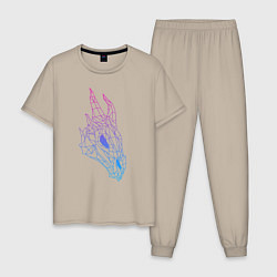 Пижама хлопковая мужская Череп драконаградиент, цвет: миндальный