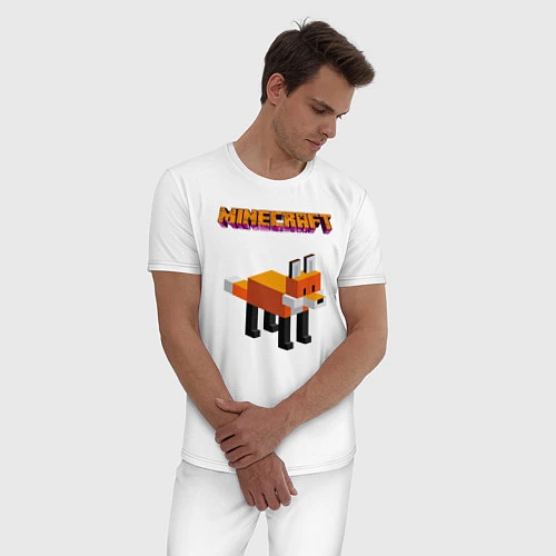 Мужская пижама Minecraft - лиса / Белый – фото 3