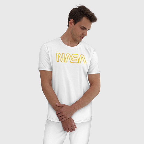 Мужская пижама NASA Vision Mission and Core Values на спине / Белый – фото 3