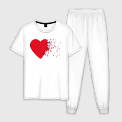 Пижама хлопковая мужская Сердце, цвет: белый