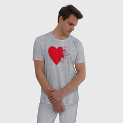 Пижама хлопковая мужская Сердце, цвет: меланж — фото 2