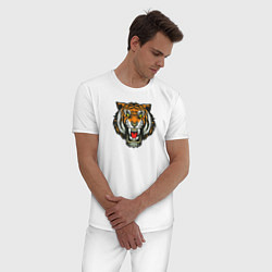 Пижама хлопковая мужская Тигр цвета белый — фото 2