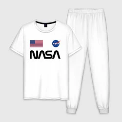 Пижама хлопковая мужская NASA НАСА, цвет: белый