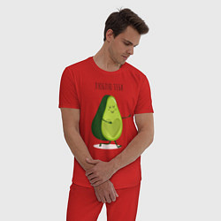 Пижама хлопковая мужская Авокадо любовь, цвет: красный — фото 2