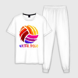 Пижама хлопковая мужская Мяч для водного поло, цвет: белый