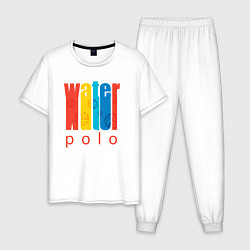 Пижама хлопковая мужская Water polo, цвет: белый