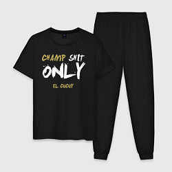 Пижама хлопковая мужская Champ shit only, цвет: черный