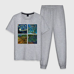 Пижама хлопковая мужская Ван Гог картины, цвет: меланж