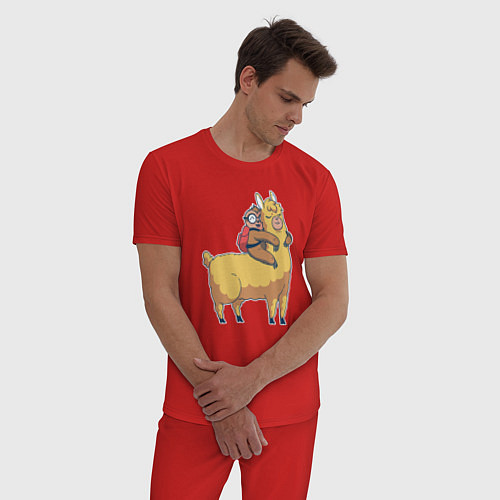 Мужская пижама Ленивец и лама / Красный – фото 3