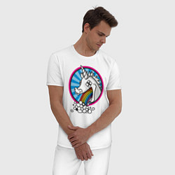 Пижама хлопковая мужская Unicorn do Rainbow, цвет: белый — фото 2