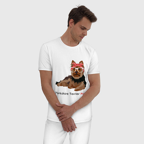 Мужская пижама Yorkshire terrier mom / Белый – фото 3