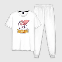 Пижама хлопковая мужская Фламинго, цвет: белый