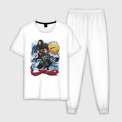 Пижама хлопковая мужская KIMETSU NO YAIBA, цвет: белый