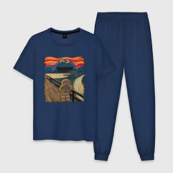 Пижама хлопковая мужская Печенька ван гога, цвет: тёмно-синий