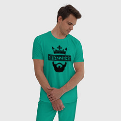 Пижама хлопковая мужская Brazzers, цвет: зеленый — фото 2