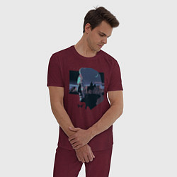 Пижама хлопковая мужская Westworld, цвет: меланж-бордовый — фото 2