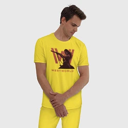 Пижама хлопковая мужская Westworld, цвет: желтый — фото 2