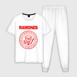 Пижама хлопковая мужская RAMONES, цвет: белый