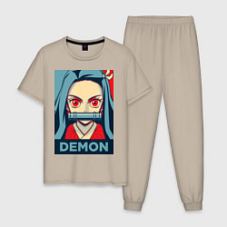 Пижама хлопковая мужская Незуко Камадо, цвет: миндальный