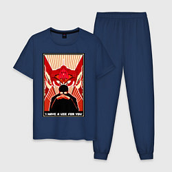 Пижама хлопковая мужская Евангелион, цвет: тёмно-синий