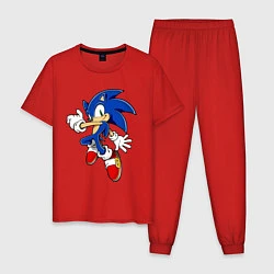 Пижама хлопковая мужская Sonic, цвет: красный