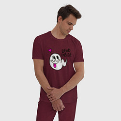 Пижама хлопковая мужская Dead Inside, цвет: меланж-бордовый — фото 2