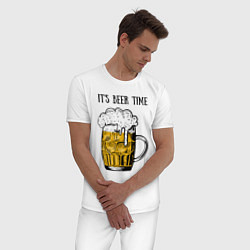 Пижама хлопковая мужская It's beer time, цвет: белый — фото 2